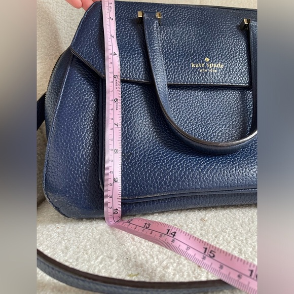Kate Spade deep royal blue Navy gold metal accents Leather Satchel NWOT - Picture 12 of 12